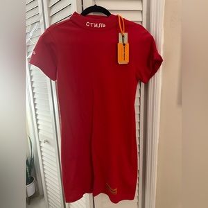 Heron Preston RED COTTON DRESS
